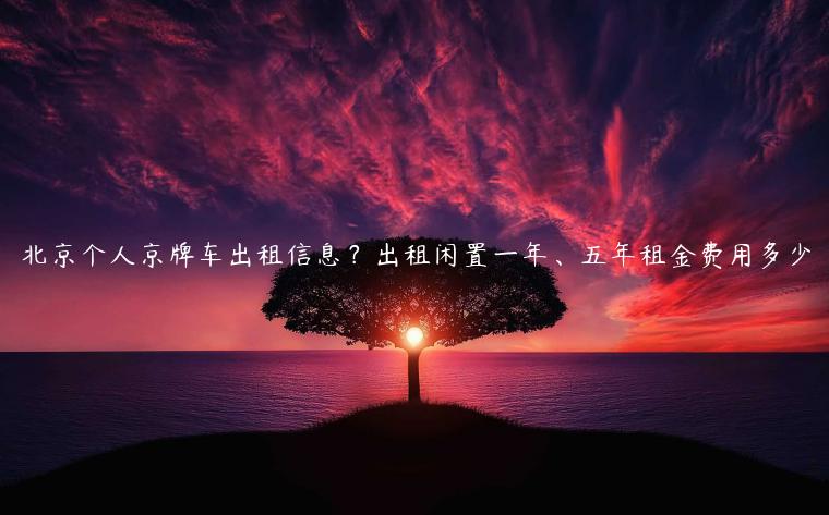 北京个人京牌车出租信息？出租闲置一年、五年租金费用多少