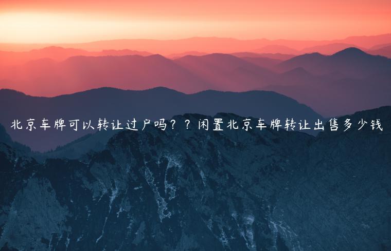 北京车牌可以转让过户吗？？闲置北京车牌转让出售多少钱