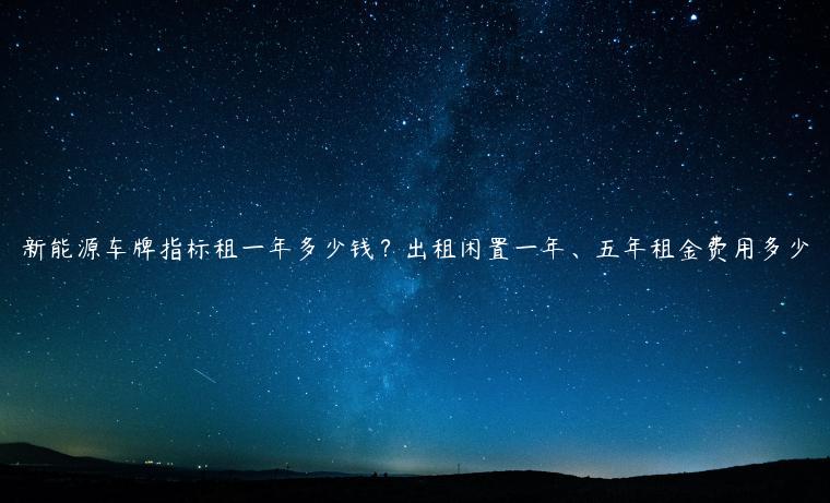 新能源车牌指标租一年多少钱？出租闲置一年、五年租金费用多少