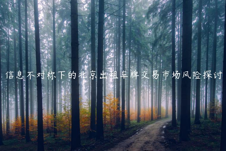 信息不对称下的北京出租车牌交易市场风险探讨