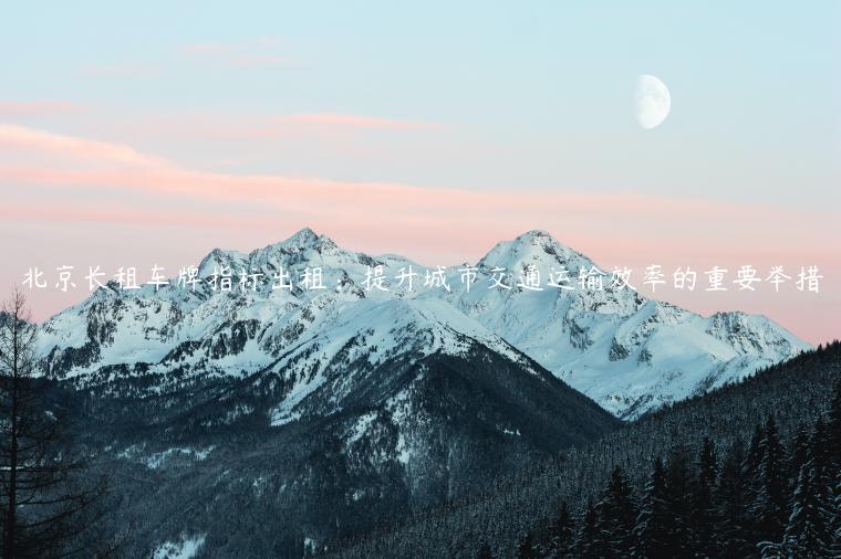 北京长租车牌指标出租：提升城市交通运输效率的重要举措