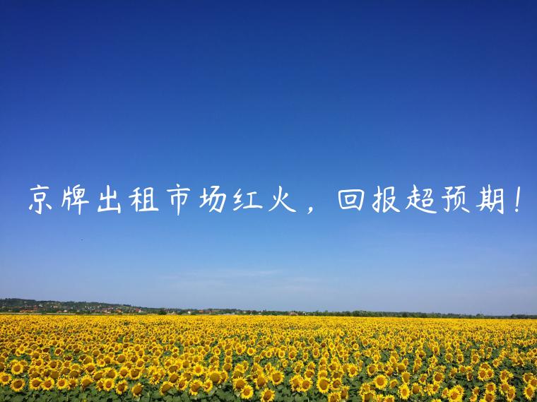 京牌出租市场红火，回报超预期！
