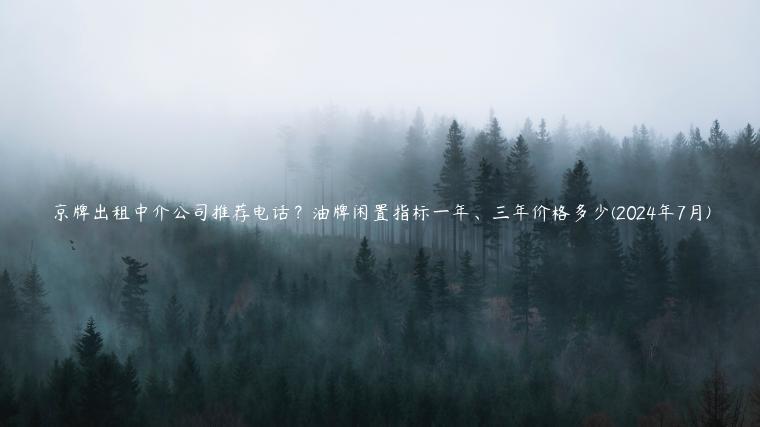 京牌出租中介公司推荐电话？油牌闲置指标一年、三年价格多少(2024年7月)