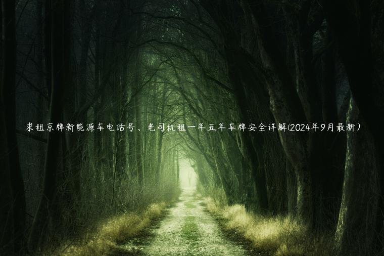 求租京牌新能源车电话号、老司机租一年五年车牌安全详解(2024年9月最新）